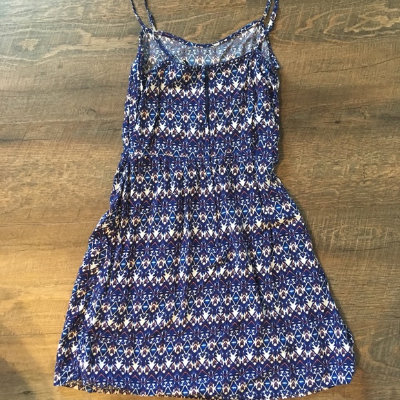 spaghetti strap dress - blue and white with orange - Picture 3 of 7